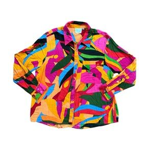 True Destinations Resort Wear Long Sleeve Lightweight Button Down Med